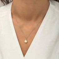 HİLALSHOP 925 Ayar Yuvarlak İnci Kadın Gümüş Kolye