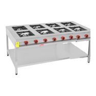 Himaksan Endüstriyel 200x100 cm Doğalgazlı Taban Raflı 8 Gözlü Ocak