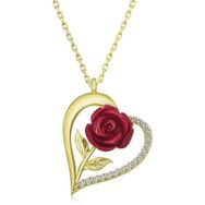 Himarry 925 Ayar ​Gold Kalpli Kırmızı Gül Kadın Gümüş Kolye