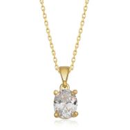 Himarry 925 Ayar Gold Oval Zirkon Taşlı Kadın Gümüş Kolye