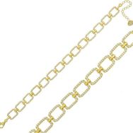 Himarry 925 Ayar Gümüş Gold Kare Taşlı Bileklik