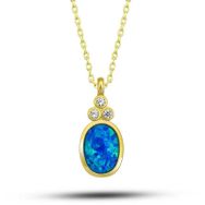 Himarry 925 Ayar Gumus Gold Mavi Opal Taslı Ananas Kadın Kolye