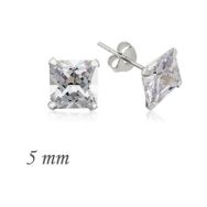 Himarry 925 Ayar Gümüş Kare Tek Taş Zirkon Küpe - 5 mm