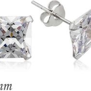 Himarry 925 Ayar Gümüş Kare Tek Taş Zirkon Küpe - 7 mm