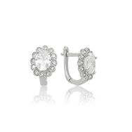 Himarry 925 Ayar Gümüş Oval Taşlı Çiçek Gümüş Küpe