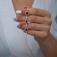 Himarry 925 Ayar Gümüş Rose Baget Kırmızı Taşlı Kadın Bileklik