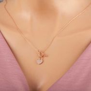 Himarry 925 Ayar Gümüş Rose Sallantılı Kalp Kadın Kolye