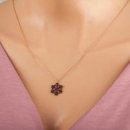 Himarry 925 Ayar Gümüş Rose Siyah Taşlı Kar Tanesi Kadın Kolye