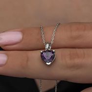 Himarry 925 Ayar Menekşe Moru Baget Taşlı Kadın Gümüş Kolye