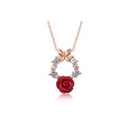 Himarry 925 Ayar Rose Kırmızı Gül Gümüş Kolye