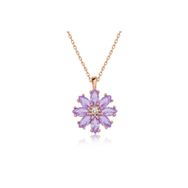 Himarry 925 Ayar Rose Lila Çiçek Kadın Gümüş Kolye