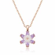 Himarry 925 Ayar Rose Lila Lotus Çiçeği Kadın Gümüş Kolye
