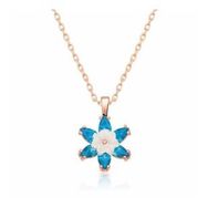 Himarry 925 Ayar Rose Mavi Lotus Çiçeği Kadın Gümüş Kolye