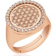 Himarry 925 Ayar Rose Oval Yaşam Çiçeği Gümüş Yüzük
