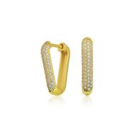Himarry Gold Beyaz Taşlı Üçgen Gümüş Küpe