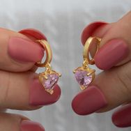 Himarry Gold Pembe Taşlı Kalpli Kadın Gümüş Küpe