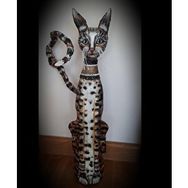 Himarry kedi figürü seramik biblo el yapımı 81 cm Gri