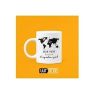 Hobi Shop Bir Yer Bulalım Dünyadan Uzak Beyaz Porselen Kupa Bardak