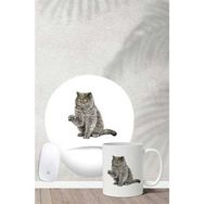 Hobi Shop British Shorthair Desenli Bilek Destekli Mouse Pad Kupa Seti