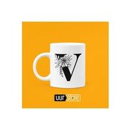 Hobi Shop V Harfi Baskılı Baskılı Porselen Kupa