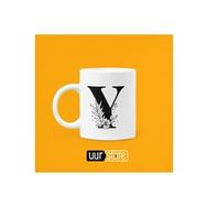 Hobi Shop Y Harfi Baskılı Beyaz Porselen Kupa Bardak