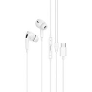 Hoco M101 Pro Crystal Beyaz Type-C Kulakiçi Mikrofonlu Kablolu Kulaklık
