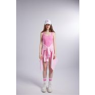 Holly Lolly HLSS24-00001 Zoe Fitilli Kumaş Pembe Kadın Şortlu Tulum