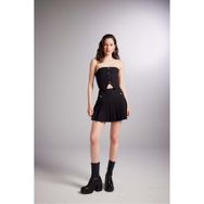 Holly Lolly HLSS24-00009 Devon Pilili Siyah Mini Şort Etek