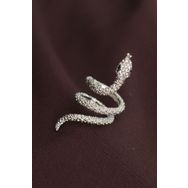 HomeStore Ayarlanabilir Silver Renk Zirkon Taşlı Yılan Yüzük