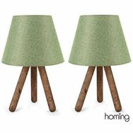 Homing AYD-2415 Yeşil 2'li Ahşap Üç Ayaklı Abajur Seti