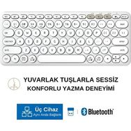 HP K231 Beyaz Çift Modlu Kablosuz 2.4 GHz Bluetooth 5.0 Şarj Edilebilir Sessiz Q Klavye