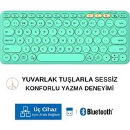 HP K231 Tiffany Mavi Çift Modlu Kablosuz 2.4 GHz Bluetooth 5.0 Şarj Edilebilir Sessiz Q Klavye
