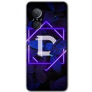 Huawei Nova 9 SE Dark Neon Yaprak D Harfi Baskılı Uyumlu Silikon Kılıf