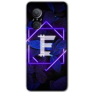 Huawei Nova 9 SE Dark Neon Yaprak E Harfi Baskılı Uyumlu Silikon Kılıf