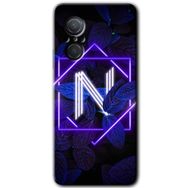 Huawei Nova 9 SE Dark Neon Yaprak N Harfi Baskılı Uyumlu Silikon Kılıf
