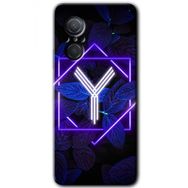 Huawei Nova 9 SE Dark Neon Yaprak Y Harfi Baskılı Uyumlu Silikon Kılıf
