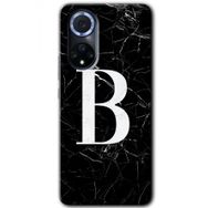 Huawei Nova 9 Siyah Mermer Desenli B Harfi Baskılı Uyumlu Silikon Kılıf