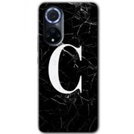 Huawei Nova 9 Siyah Mermer Desenli C Harfi Baskılı Uyumlu Silikon Kılıf