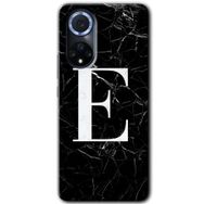 Huawei Nova 9 Siyah Mermer Desenli E Harfi Baskılı Uyumlu Silikon Kılıf
