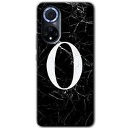 Huawei Nova 9 Siyah Mermer Desenli O Harfi Baskılı Uyumlu Silikon Kılıf
