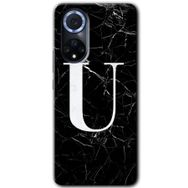Huawei Nova 9 Siyah Mermer Desenli Ü Harfi Baskılı Uyumlu Silikon Kılıf
