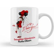 Humuts 0247 Sevgililer Günü Sevgiliye Hediye Kupa Bardak