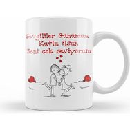Humuts 0250 Sevgililer Günü Sevgiliye Hediye Kupa Bardak