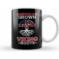 Humuts American Grown With Viking Roots Patriotic Norse Kupa Bardak