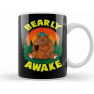 Humuts Bearly Awake Sleeping Bear Funny Barely Awake Pun Kupa Bardak