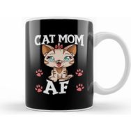 Humuts Cat Mom Af Hilarious Crazy Cat Lady Kitty Obsessed Kupa Bardak