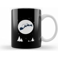 Humuts Christmas Night Silhouette Sleigh Bells Reindeer Kupa Bardak