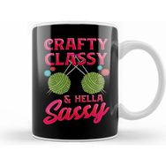 Humuts Cute Crafty, Classy & Hella Sassy Crochet Pun Kupa