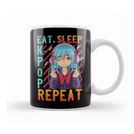Humuts Cute Eat Sleep K Pop Repeat Kawaii Anime Girl Kpop Kupa Bardak