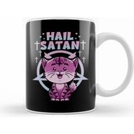 Humuts Cute Hail Satan Cat Pun Kitty Satanic Heavy Metal Kupa Bardak